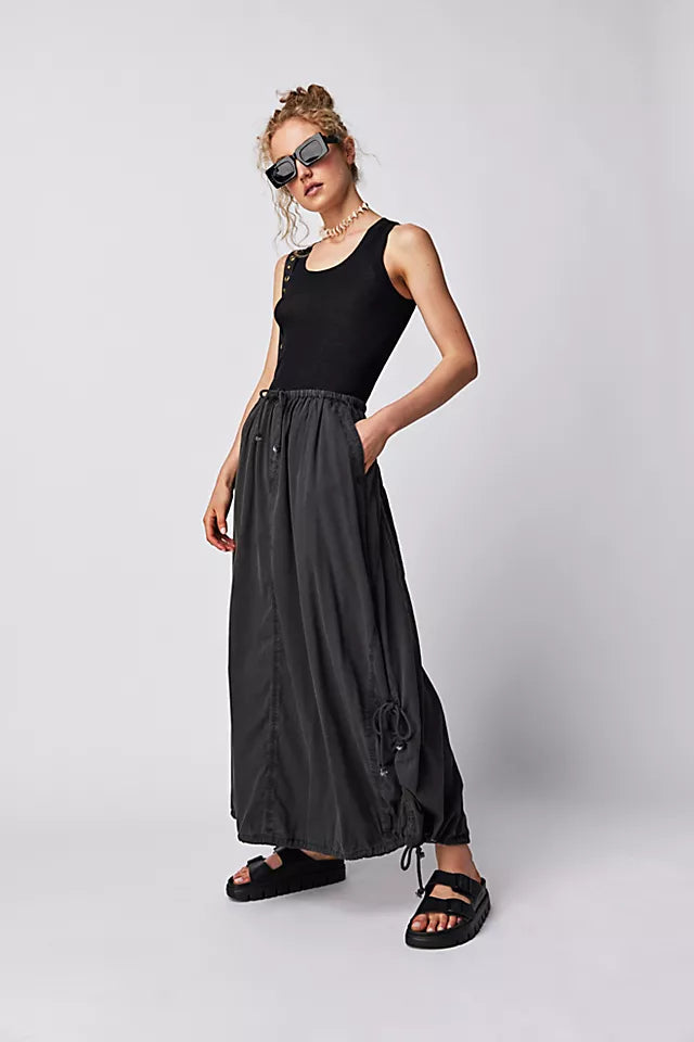 Free People Picture Perfect Parachute Skirt BLK