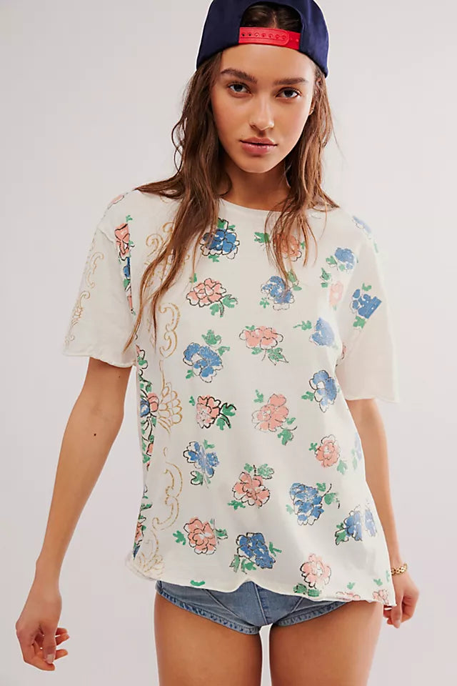 Free People WTF Boheme Printed Tee IVORY