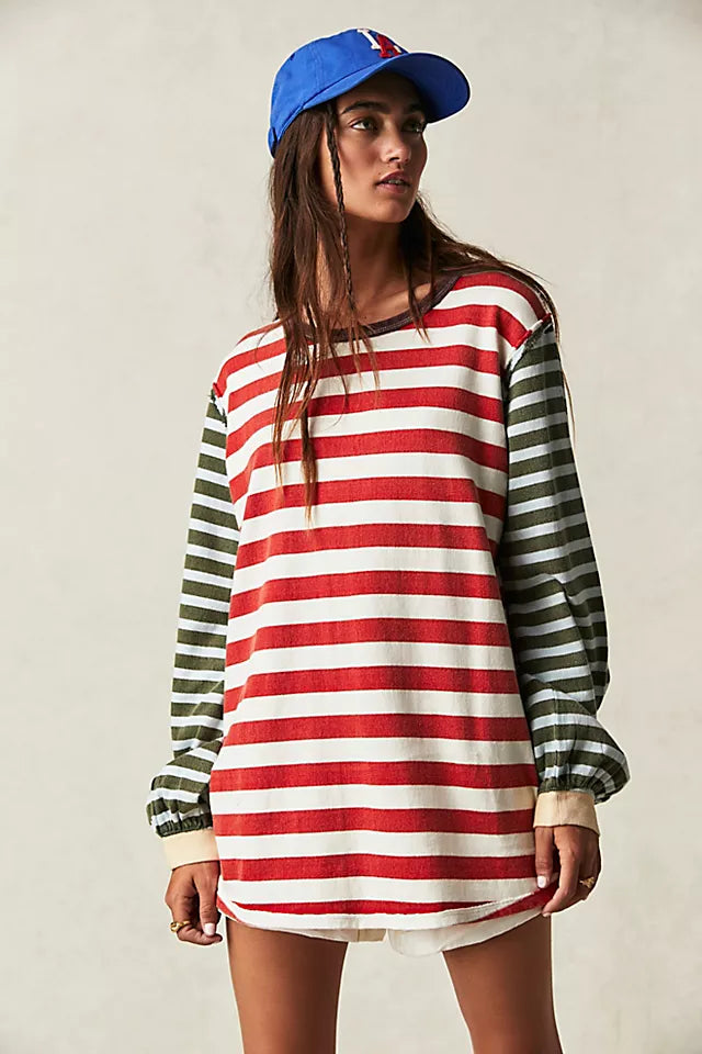 Free People Sawyer Stripe Tee SIENNA KELP