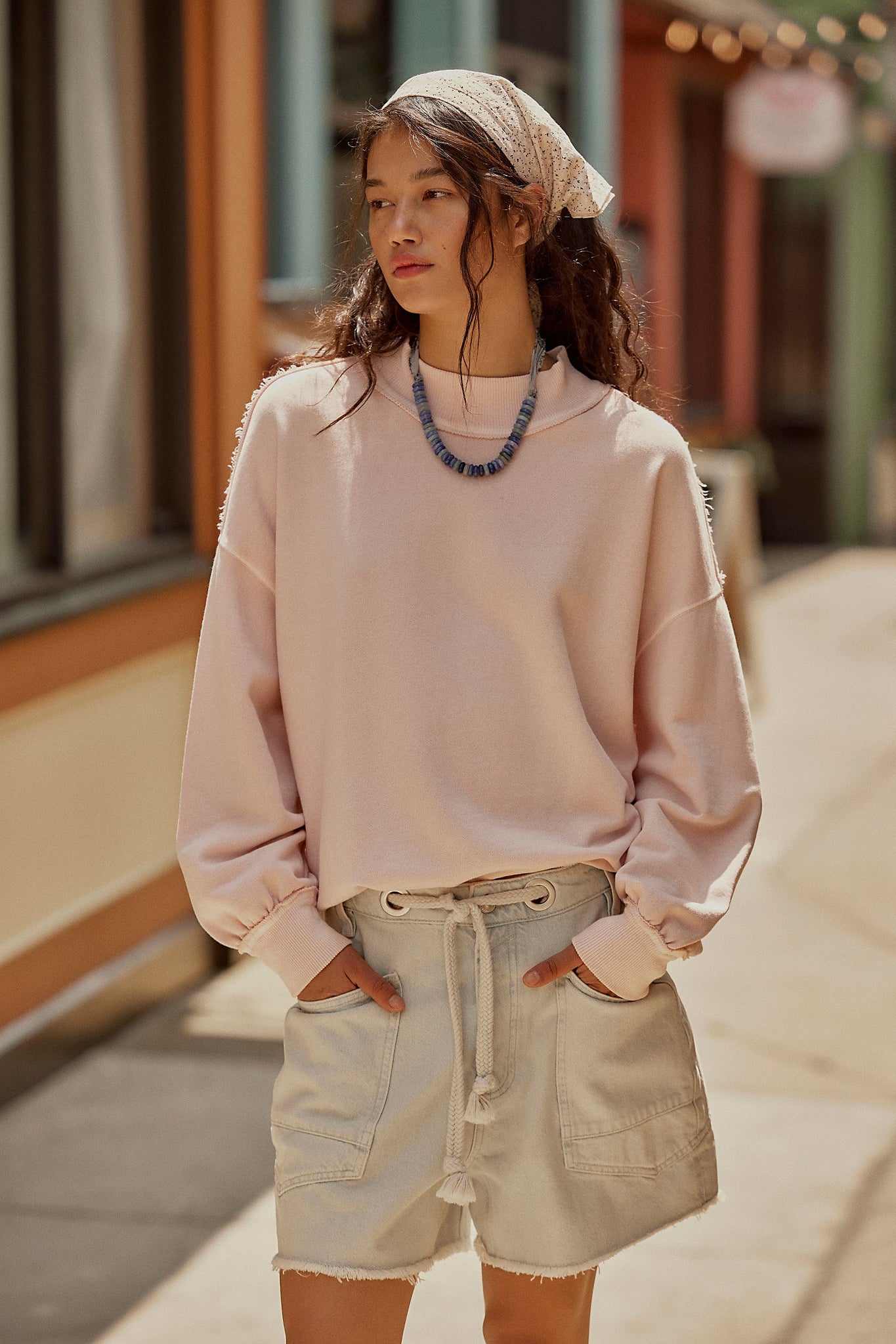 Free People Palm Springs WTF Turtleneck MAUVE CHALK