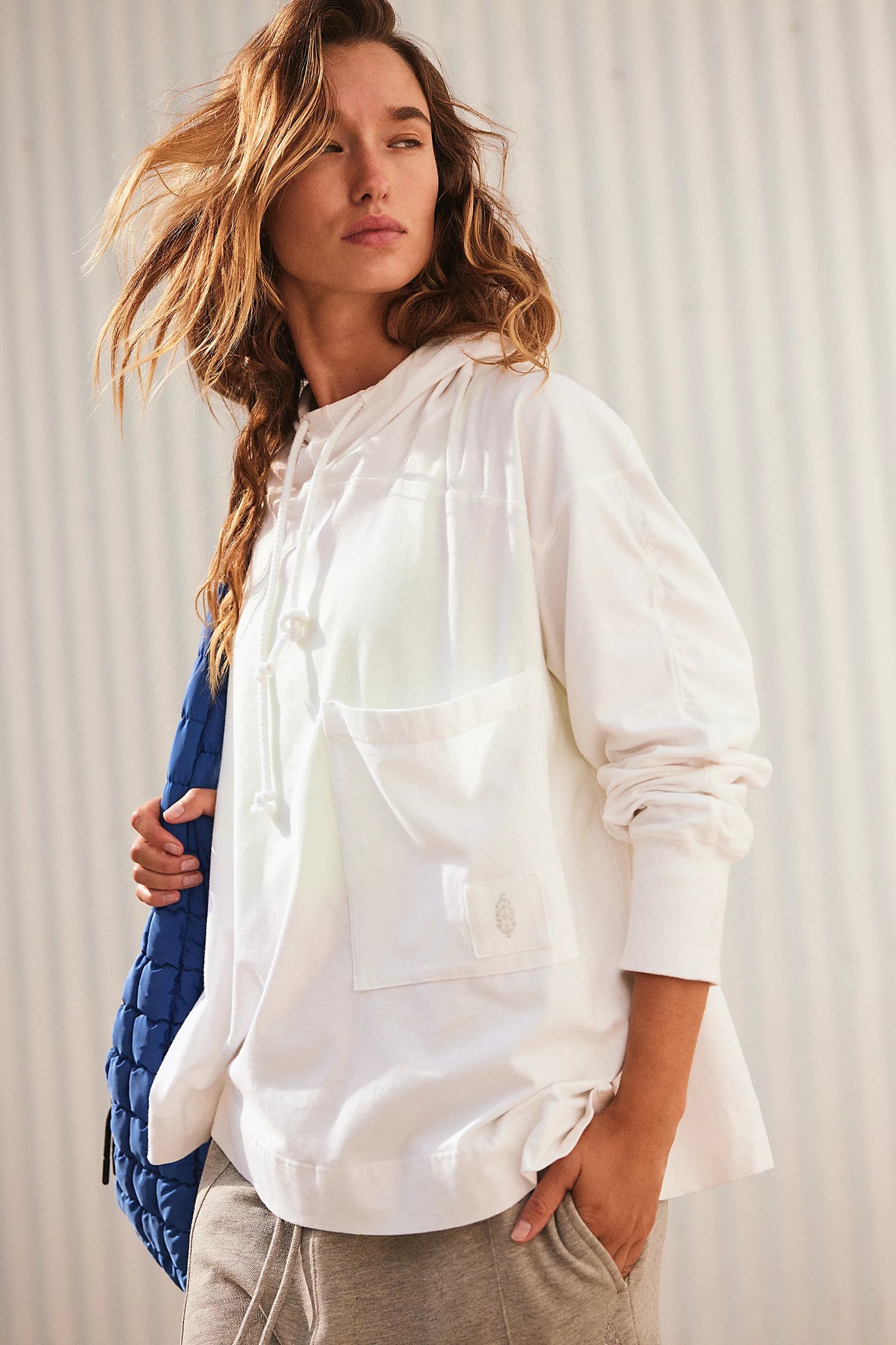 Free People Hot Shot Hooded Layer Coddy WHT