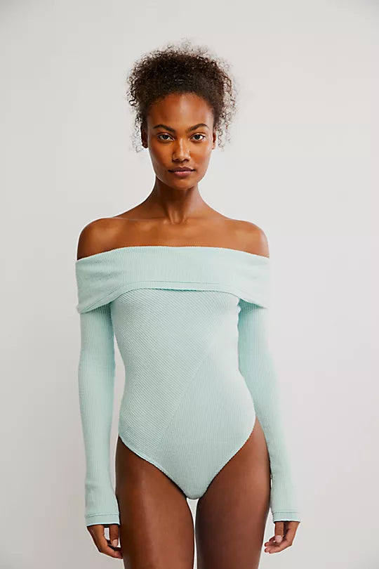 Free People Autumn Cozy Bodysuit HARBOR GRAY