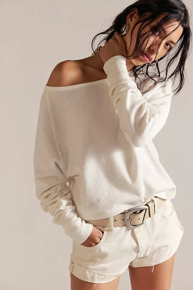 Free People Jess Long Sleeve Top IVORY