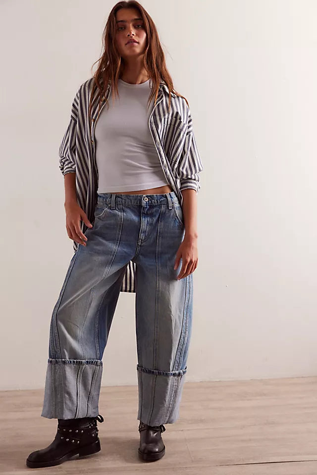 Free People Olsen Cuffed Barrel Jeans DAILY DRIVER