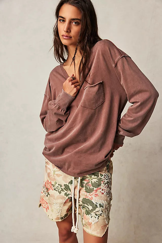 Free People WTF Fade Into You Long Sleeve UMBER