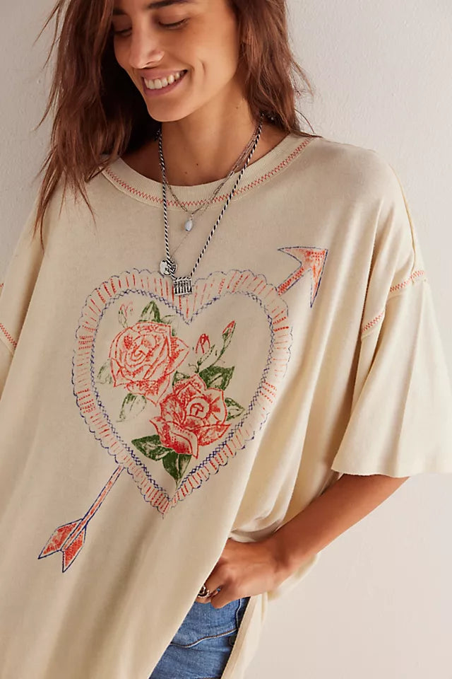 Free People Love Rose Tee IVORY