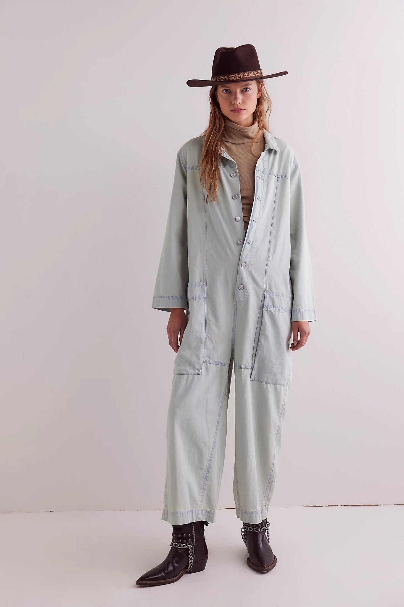 Free People Margarita Jumpsuit LIGHT BLUE BEAM