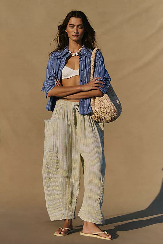 Free People Quinn Striped Pant CHAMOMILE