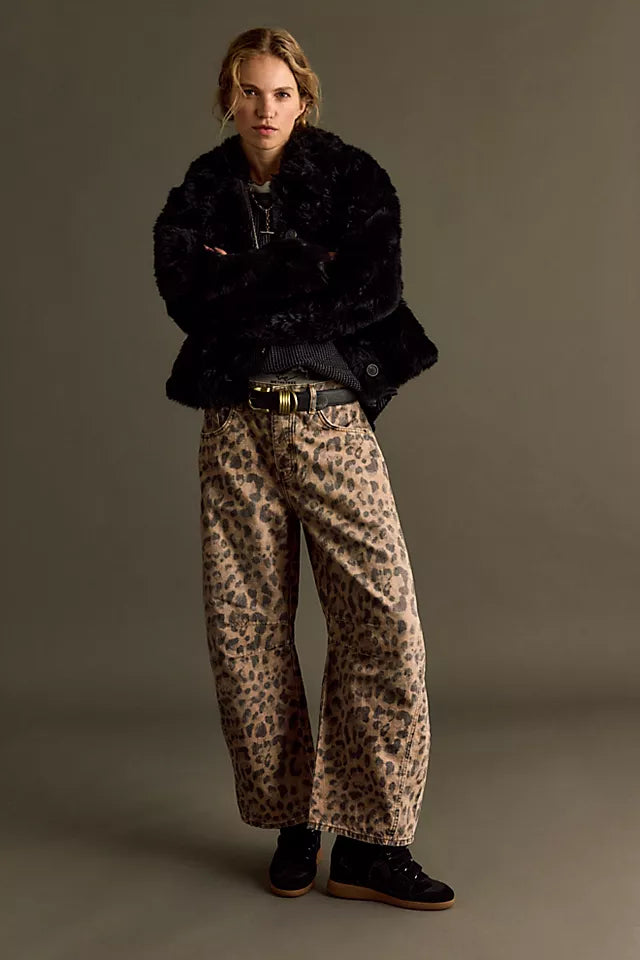 Free People WTF Good Luck Barrel Jeans BRN SUGAR