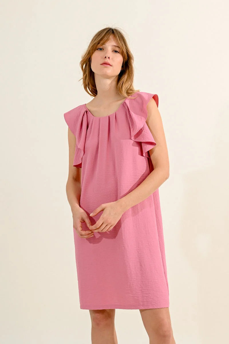 Molly Bracken Frilly Sleeve Mini Dress PINK