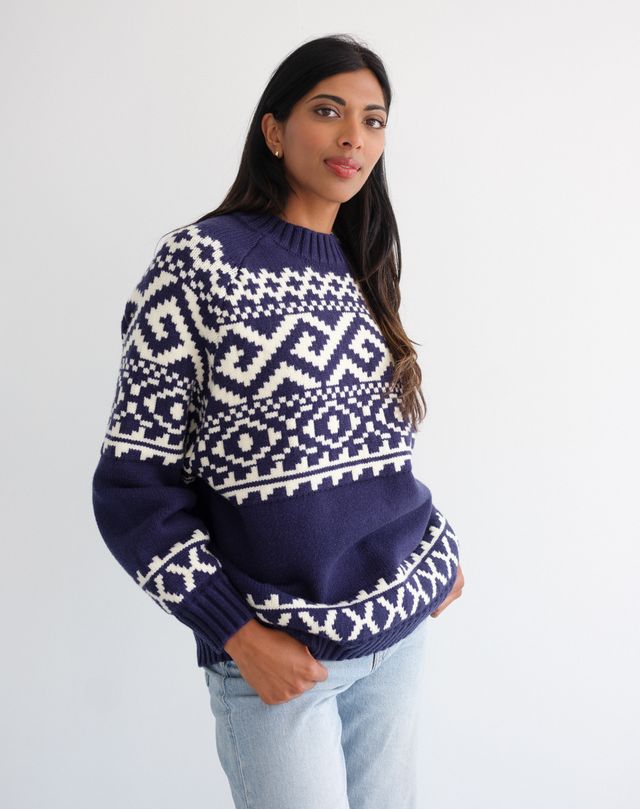 Brunette The Label Fair Isle Sweater NAVY