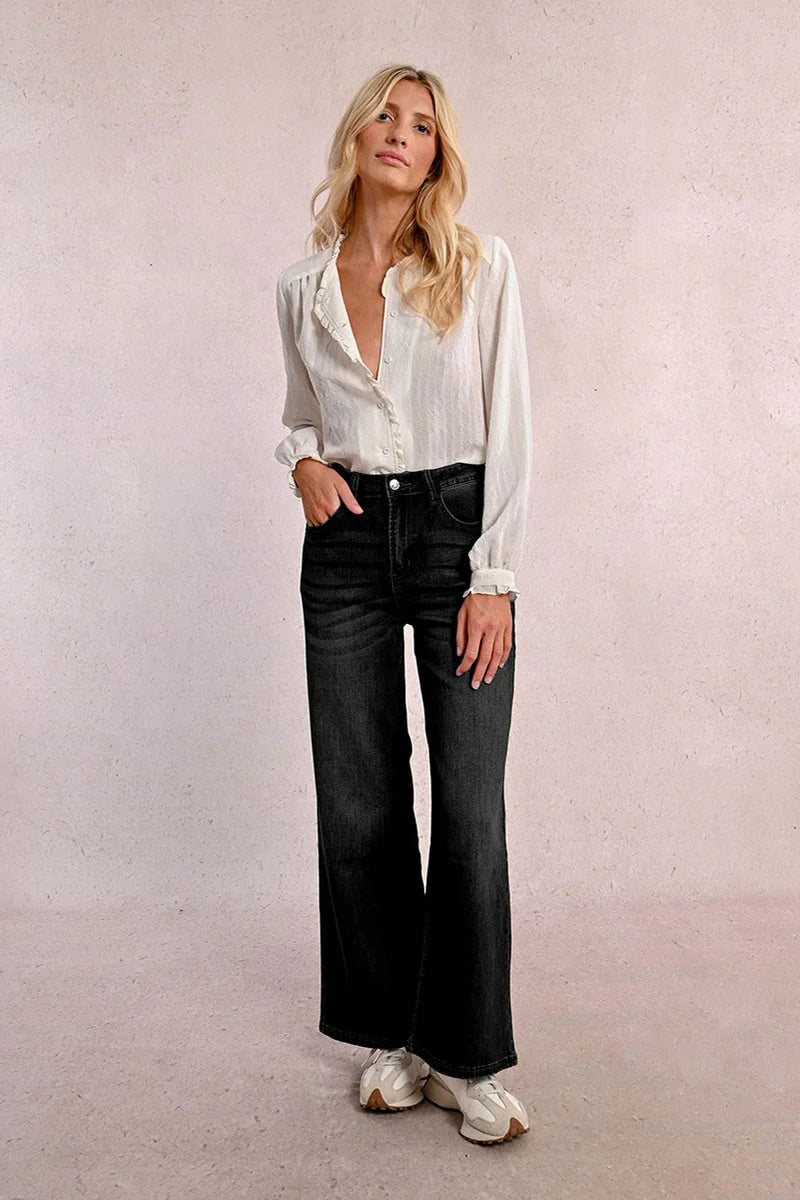 Molly Bracken High Waisted Wide Leg Jeans BLACK
