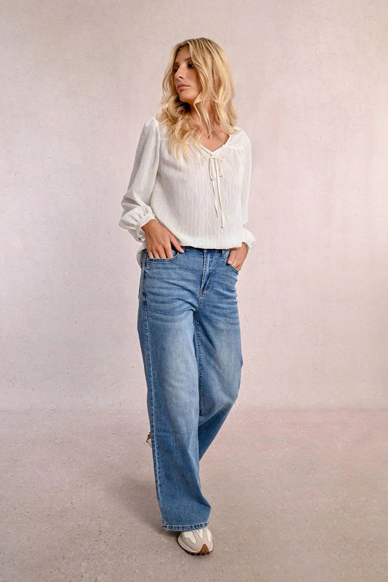 Molly Bracken High Waisted Wide Leg Jeans DENIM BLUE