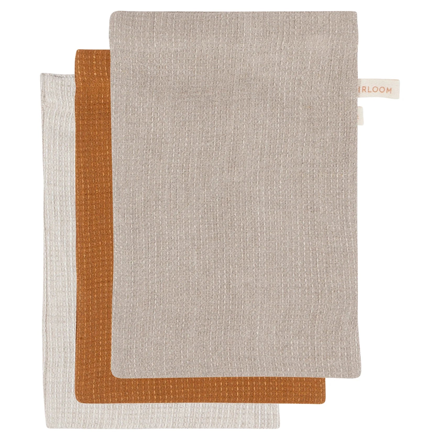 Danica Linen Bath Mitt Set of 3 AMBER NATURAL