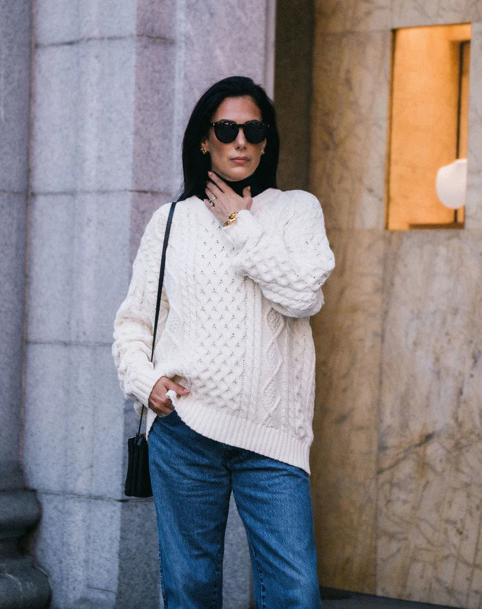 Brunette The Label Irish Cable Knit Sweater CRM