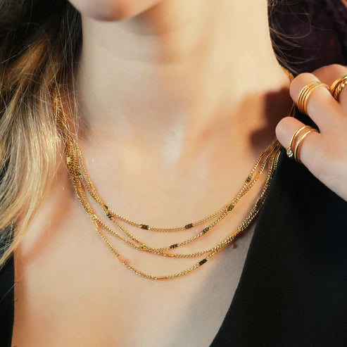 Hackney Nine Moria Layered 4 Strand Necklace GLD