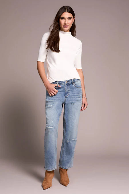 Tribal Audrey Classic Straight Girlfriend Jeans WASHED BLUE