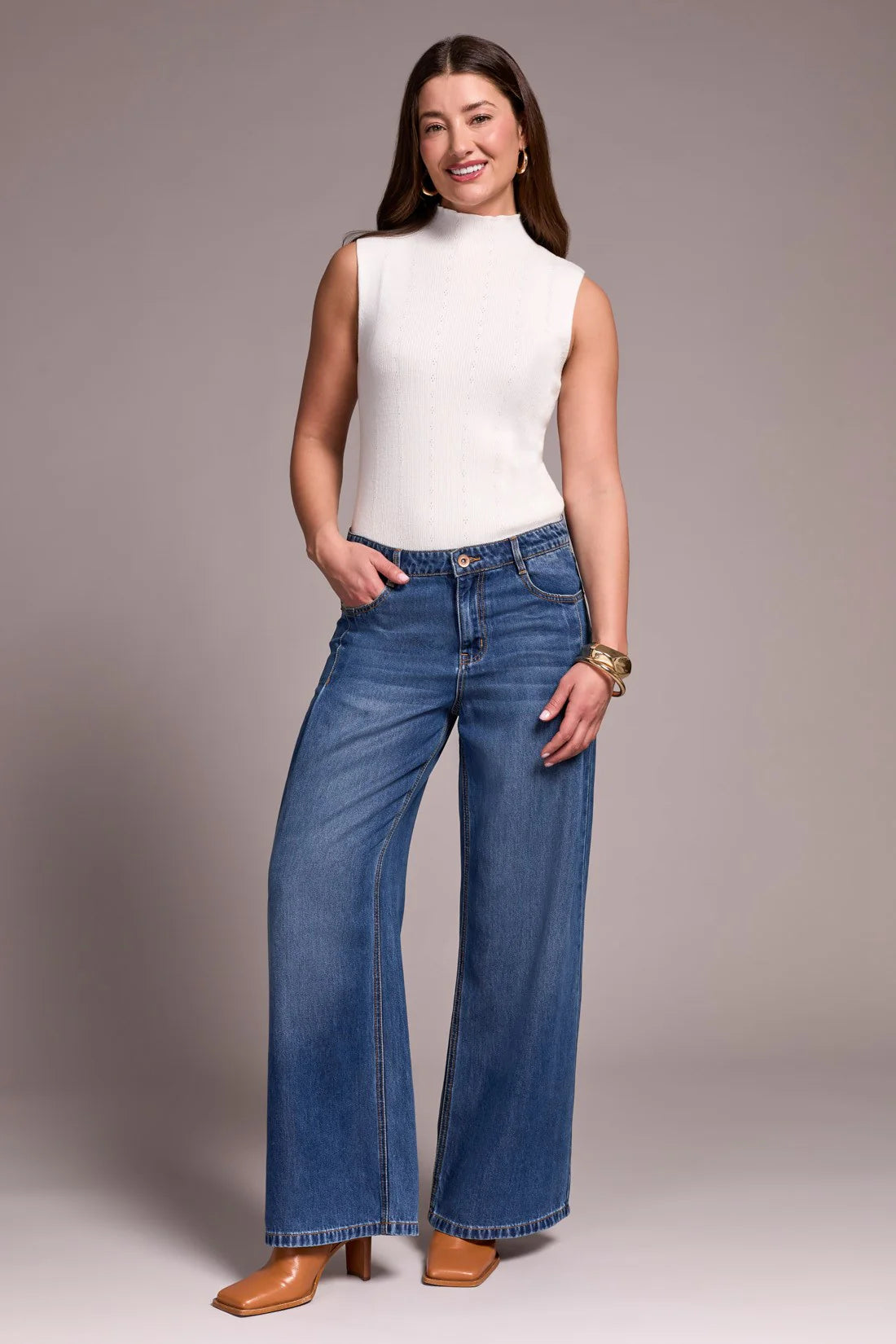 Tribal Audrey Pleated Wide Leg Jeans BLUEBLISS