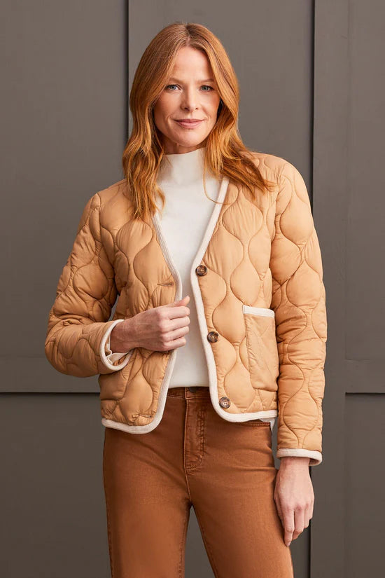 Tribal Quilted Puffer Jacket TAN