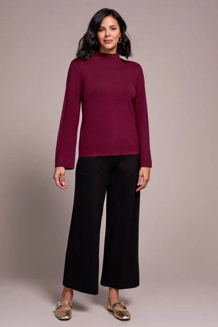 Tribal Long Sleeve Funnel Neck Sweater WINE