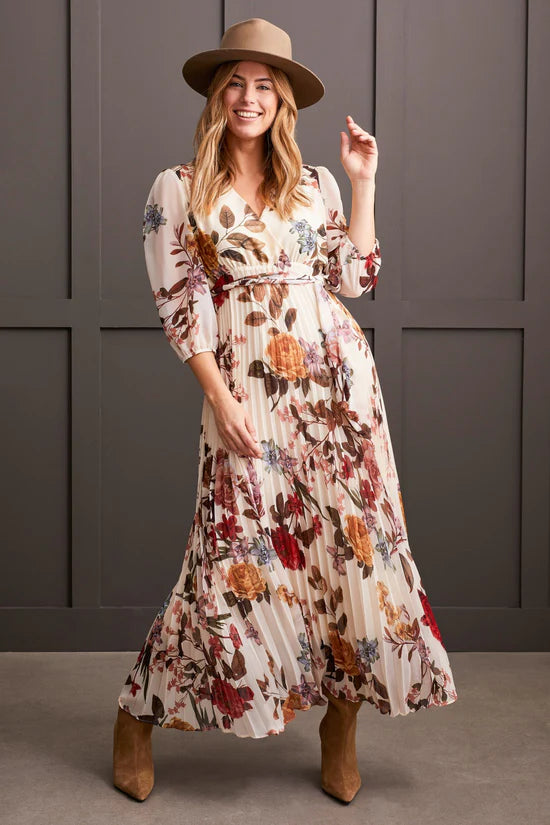 Tribal Floral V Neck Maxi Dress MOONSTONE