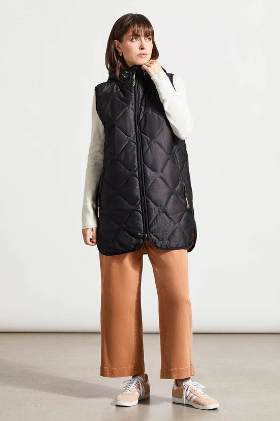 Tribal Reversible Hooded Puffer Vest BLK