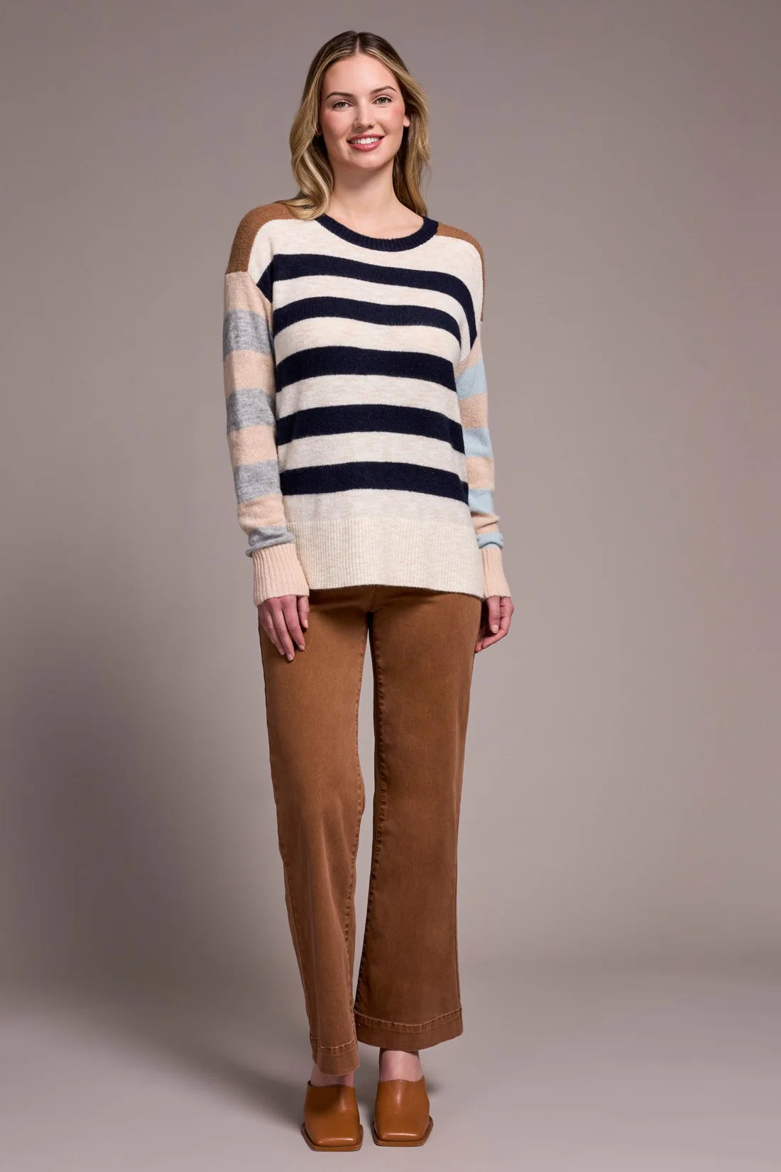 Tribal Stripe Boat Neck Sweater SAPPHIRE