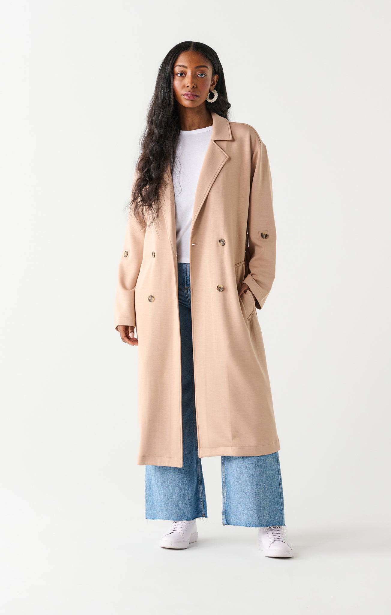 Dex Double Breasted Knit Trench TAUPE