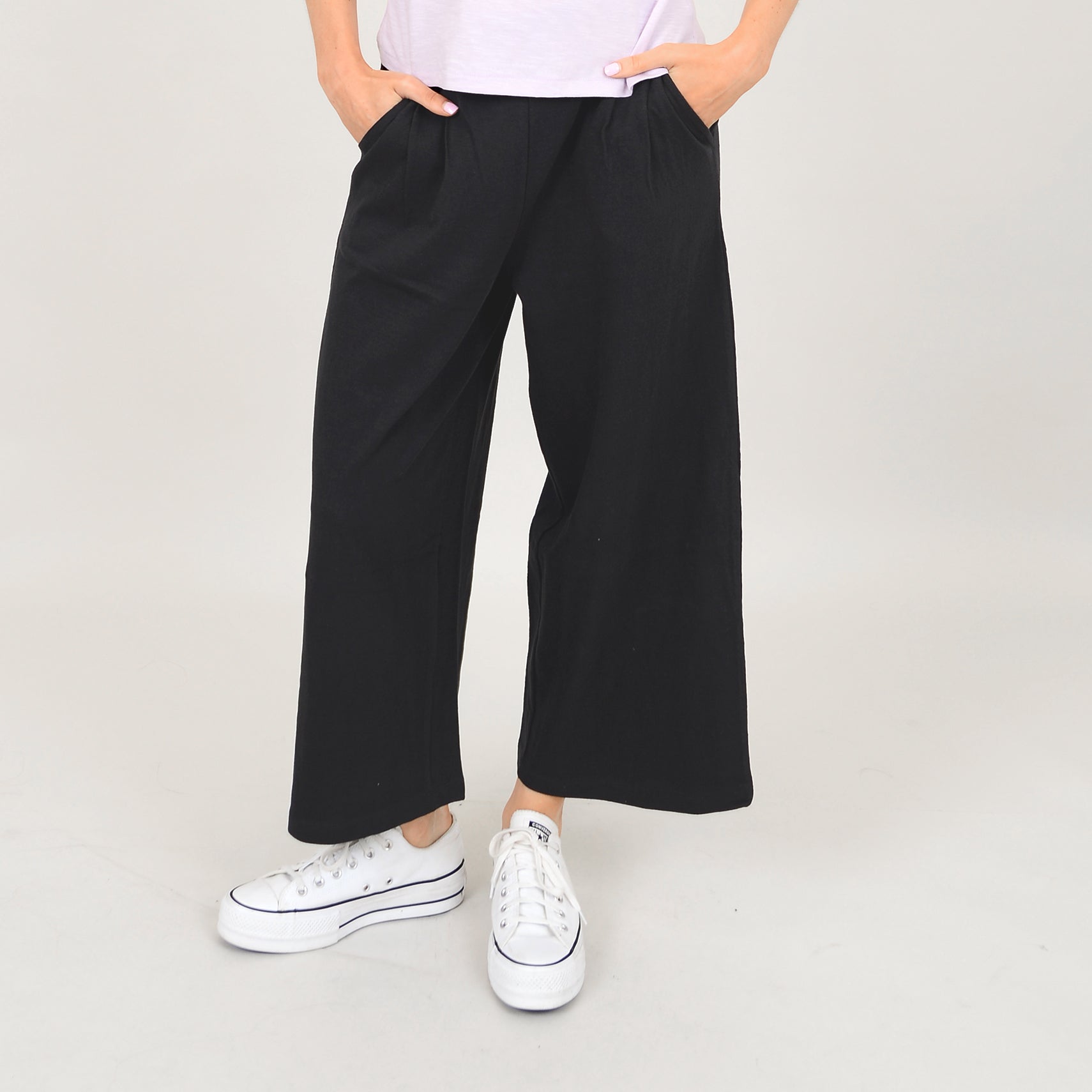 RD Style Victoriana Wide Leg Crop Pant BLK