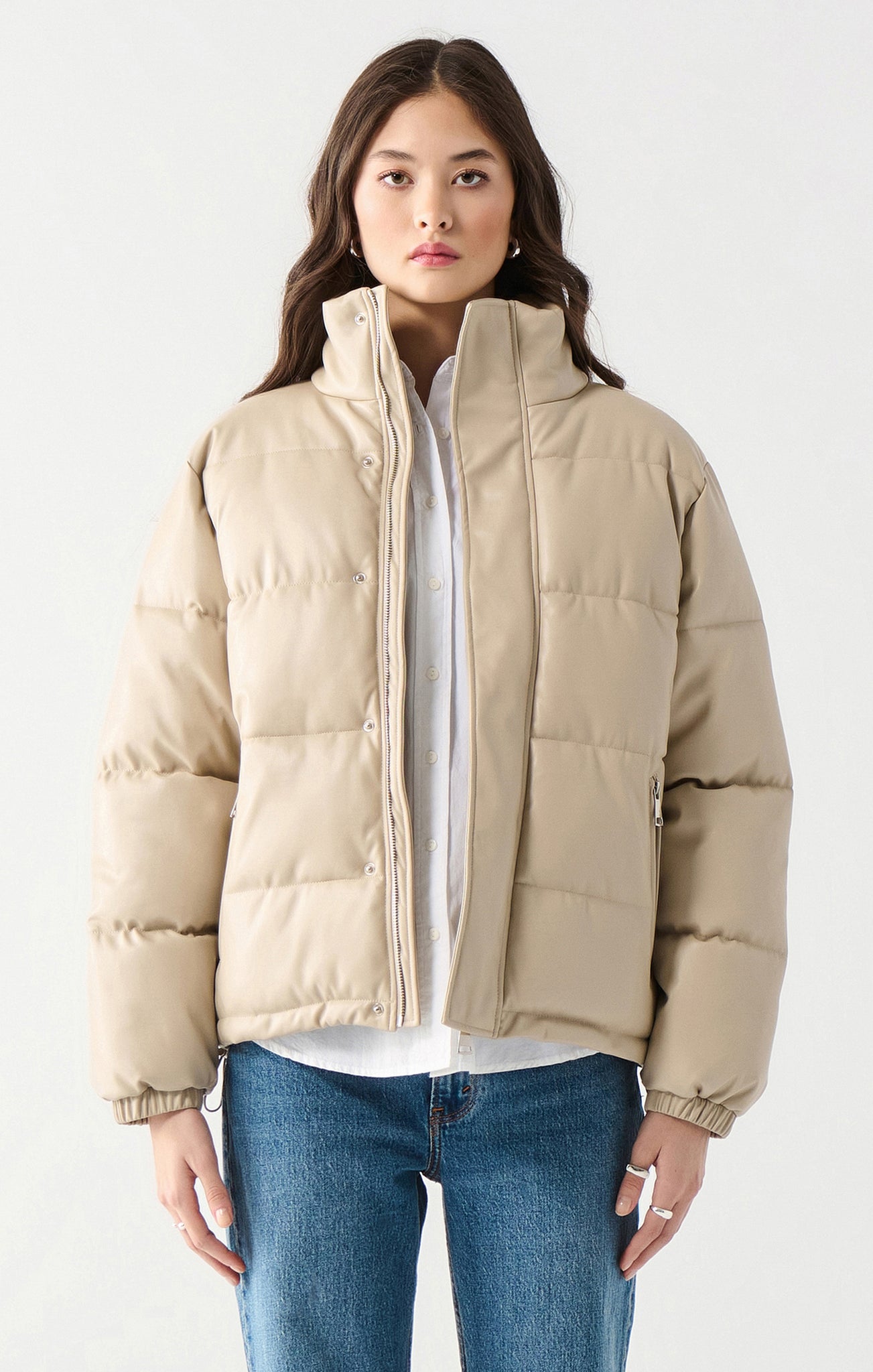 Dex Faux Leather Puffer Jacket BGE