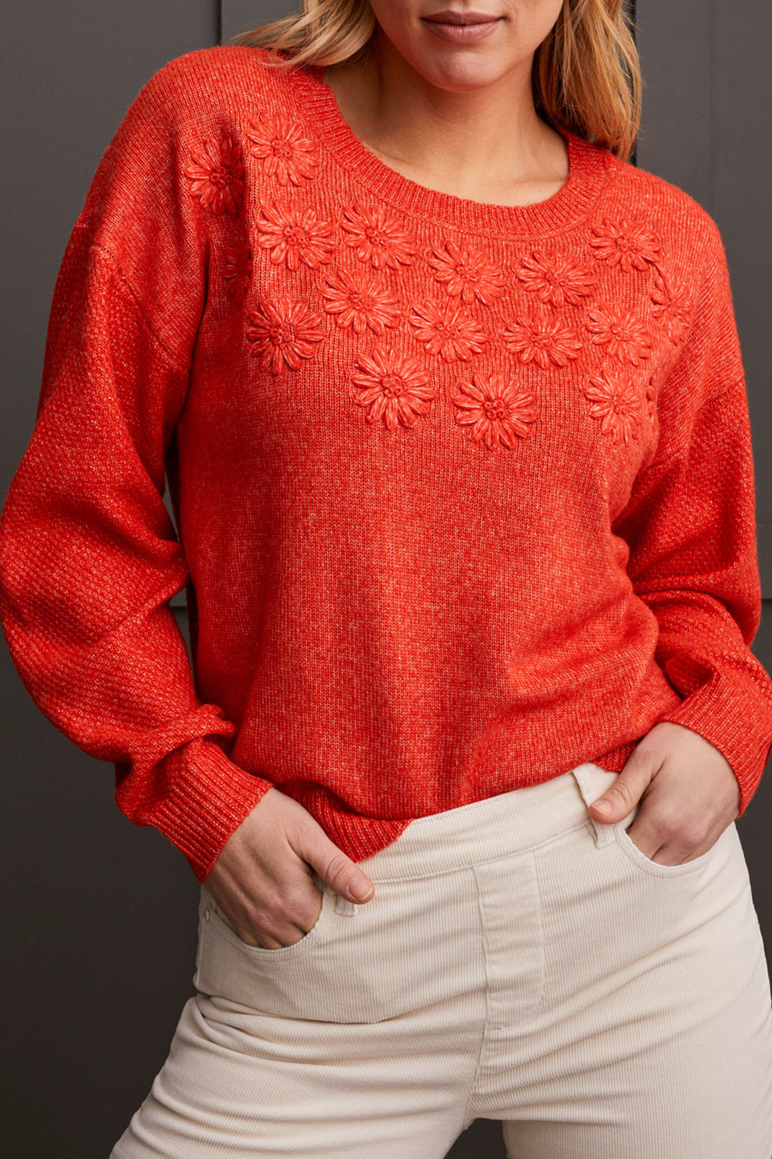 Tribal Embroidered Sweater CRIMSON