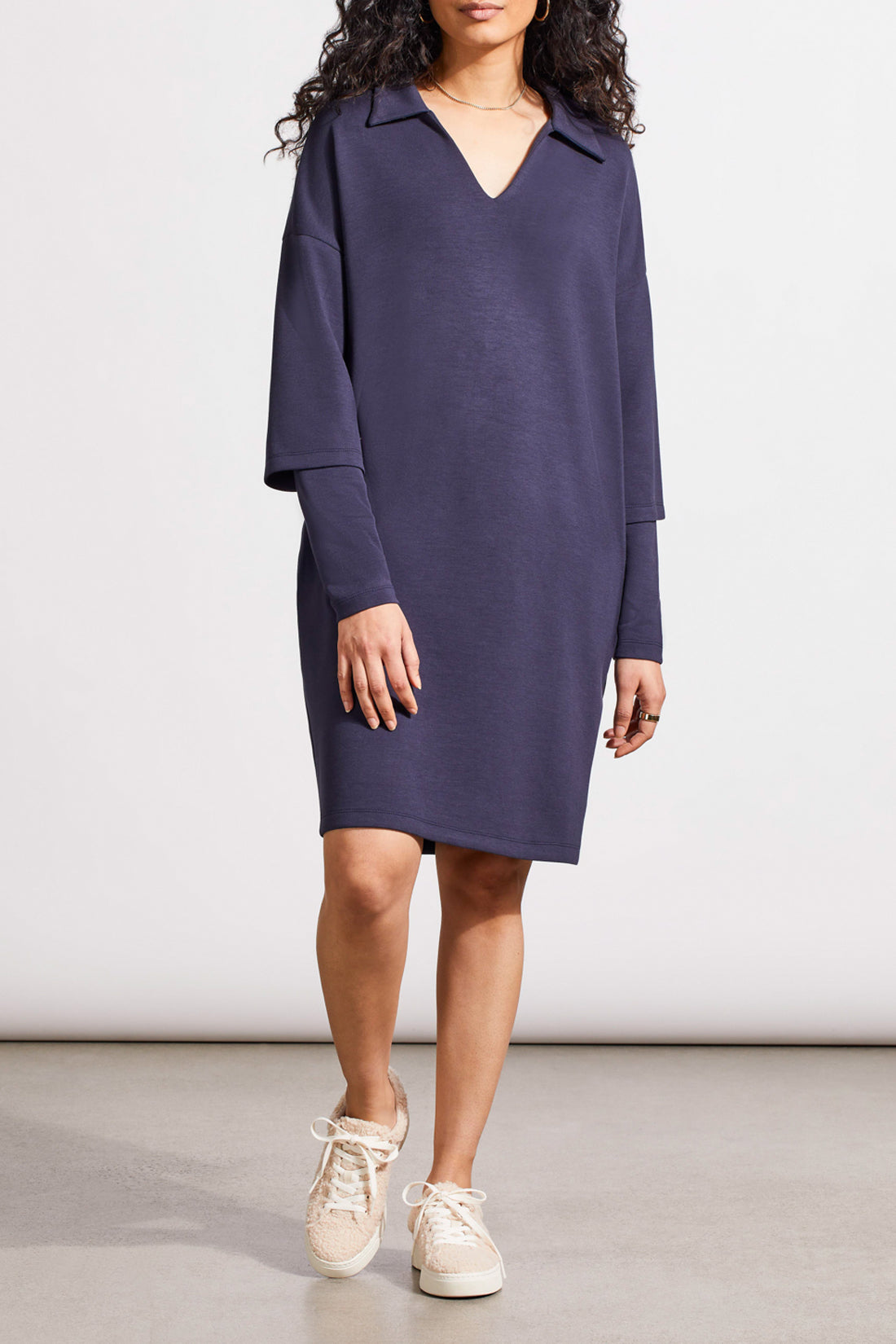 Tribal Long Sleeve Polo Dress NIGHT SKY