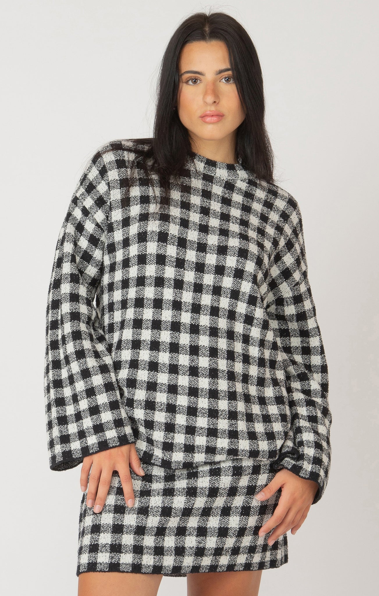 Dex Check Bell Long Sleeve Top BLK/WHT