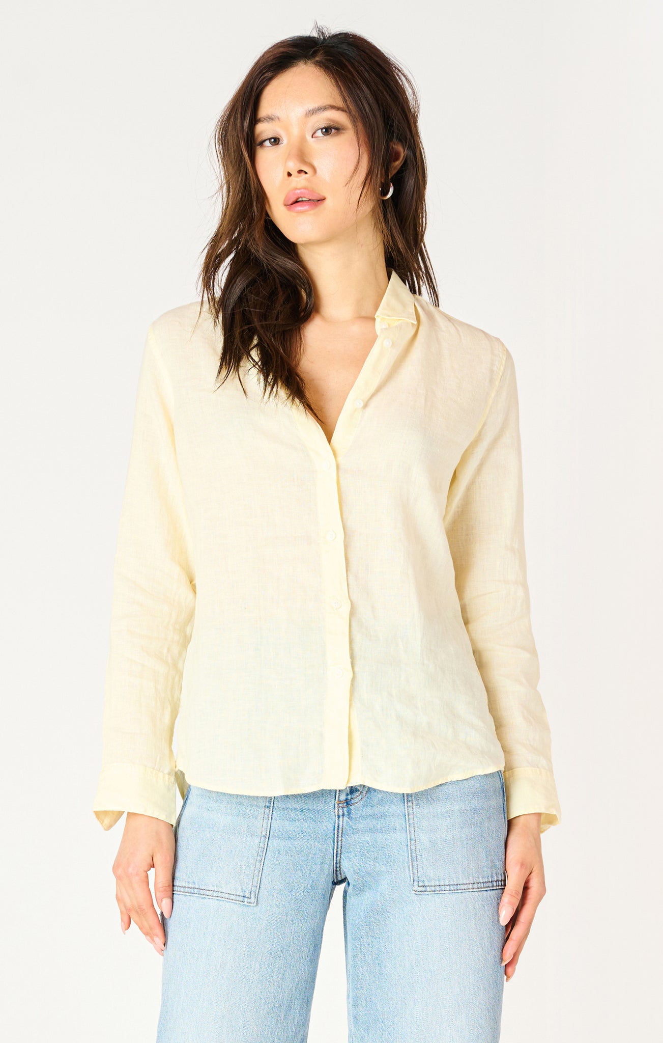 Dex Button Front L/S Blouse LEMON