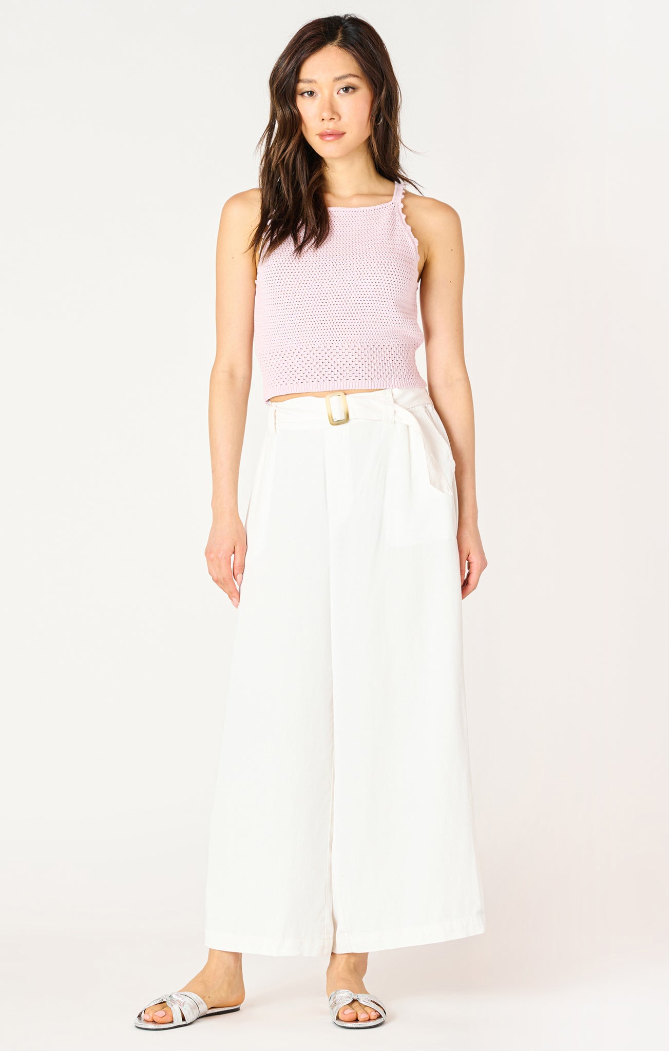 Dex Belted Wide Leg Trouser WHT