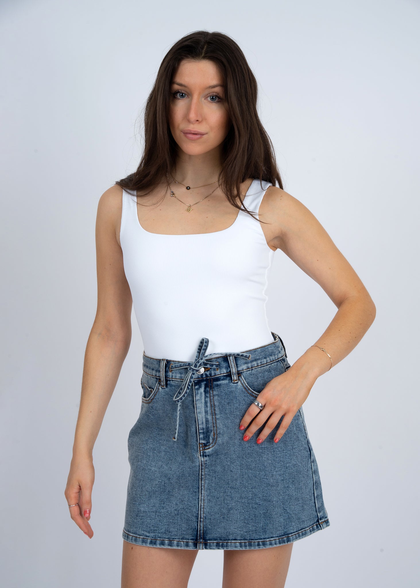 RD Style Tia Scoop Neck Bodysuit WHT