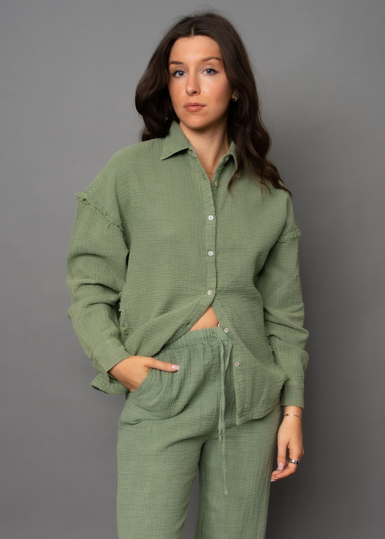 RD Style Faramir Button Front Shirt MOSS