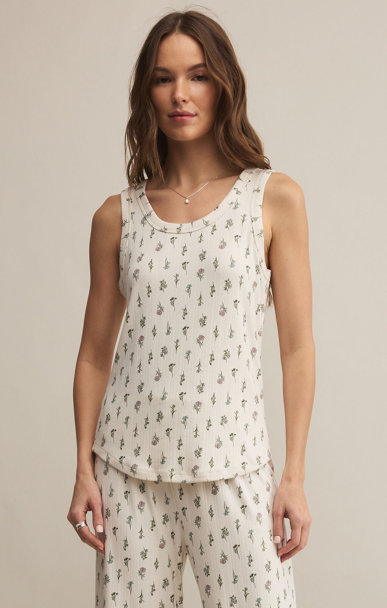 Z Supply Emily Floral Tank CRYSTAL