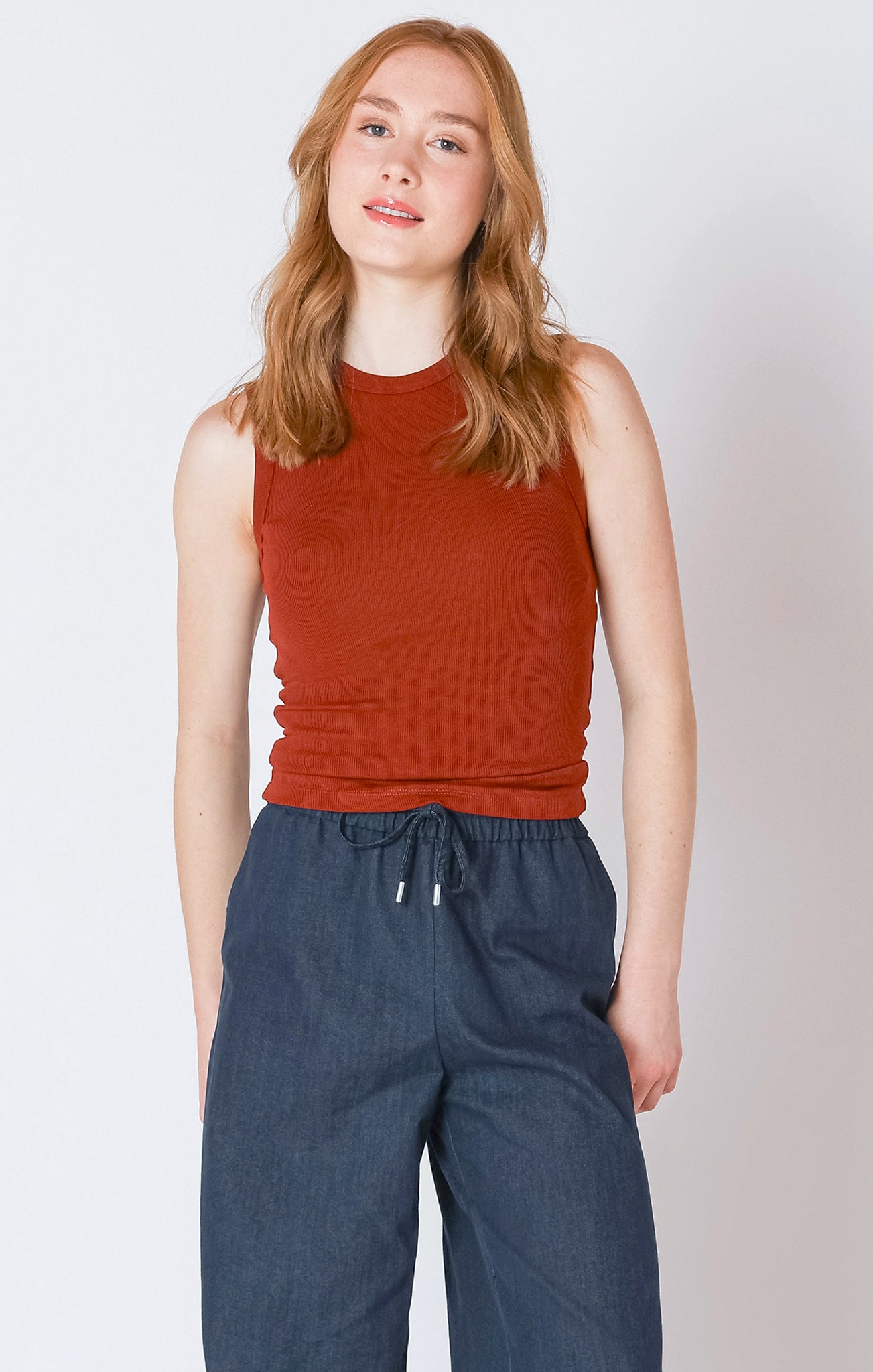 Dex Ribbed Tank BURNT ORANGE