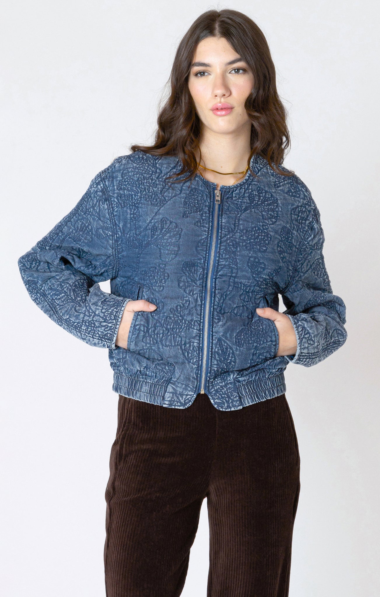 Dex Quilted Bomber Jacket WASHED INDIGO