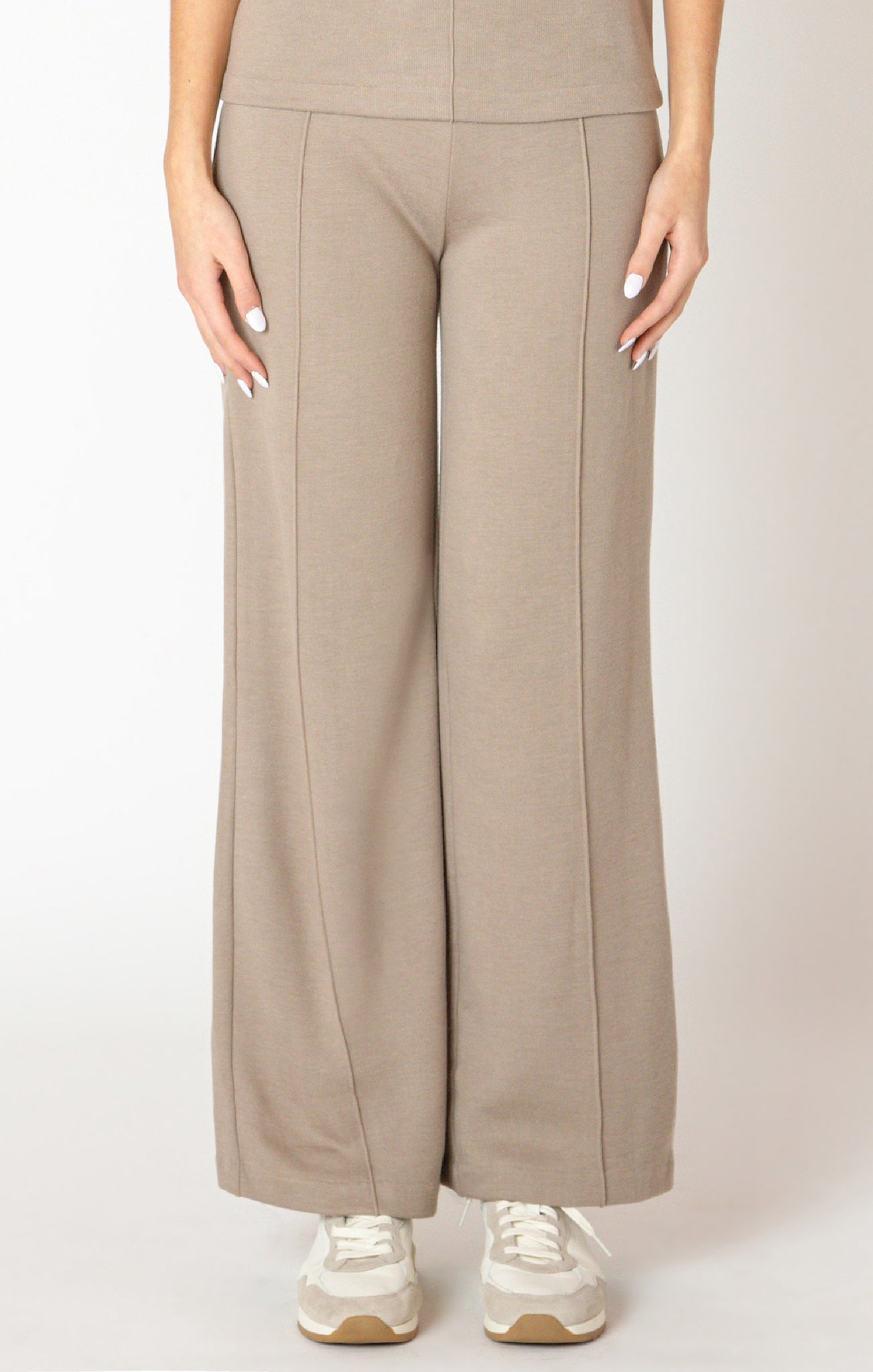 Black Tape Wide Leg Seam Front Pant ALMOND