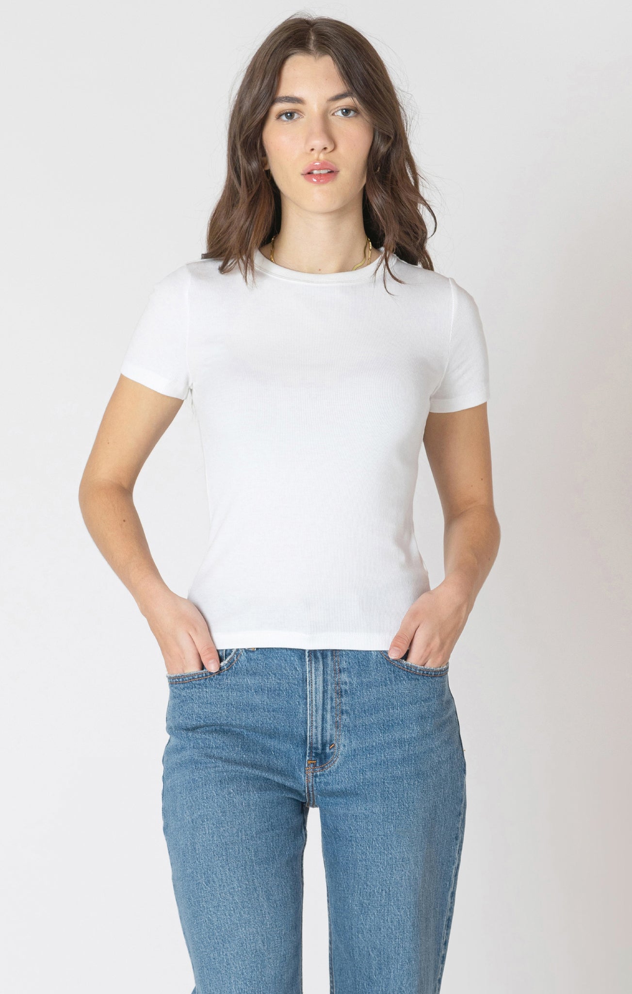 Dex Ribbed Basic Tee WHT