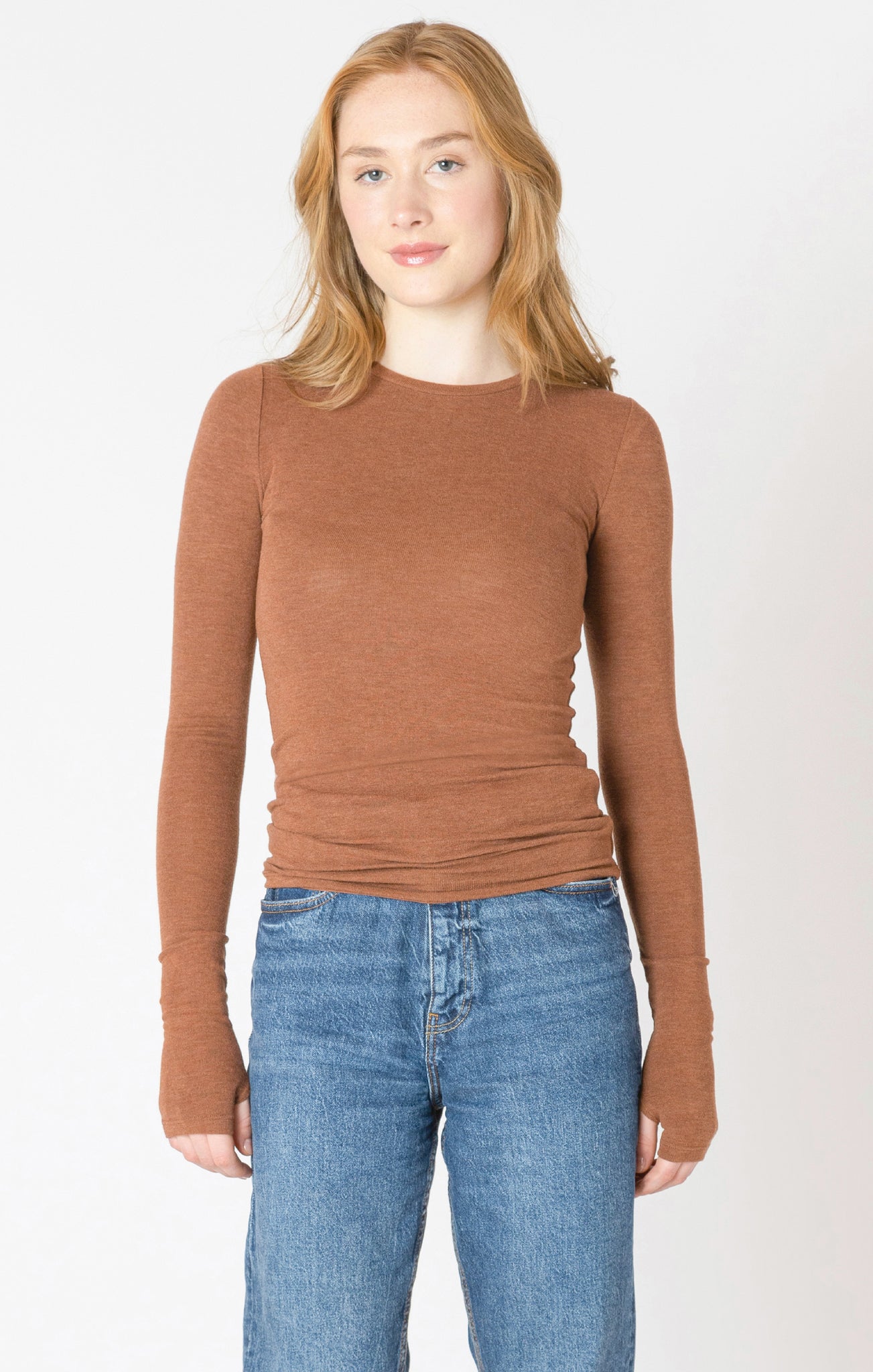 Dex Brushed Crewneck Tee CHESTNUT