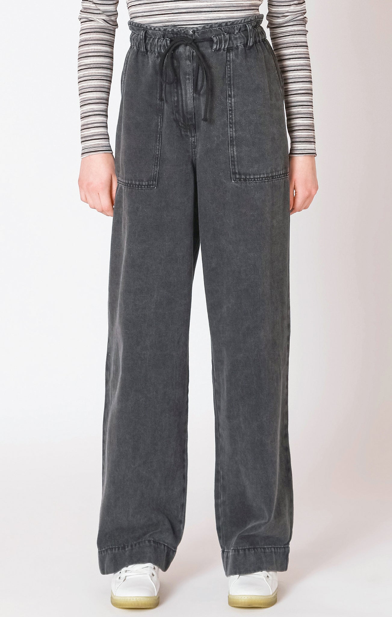 Dex Wide Leg Pull On Denim Pant WASHED BLACK