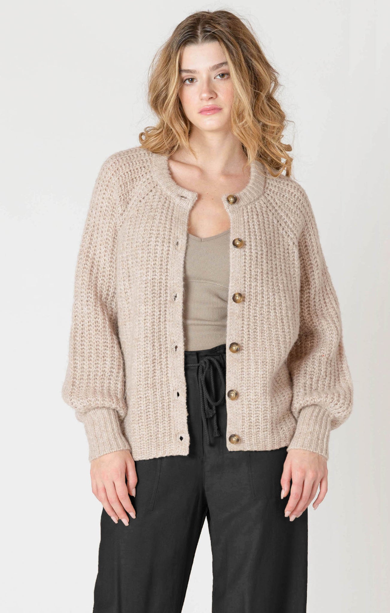 Dex Crewneck Textured Cardigan OAT MEL