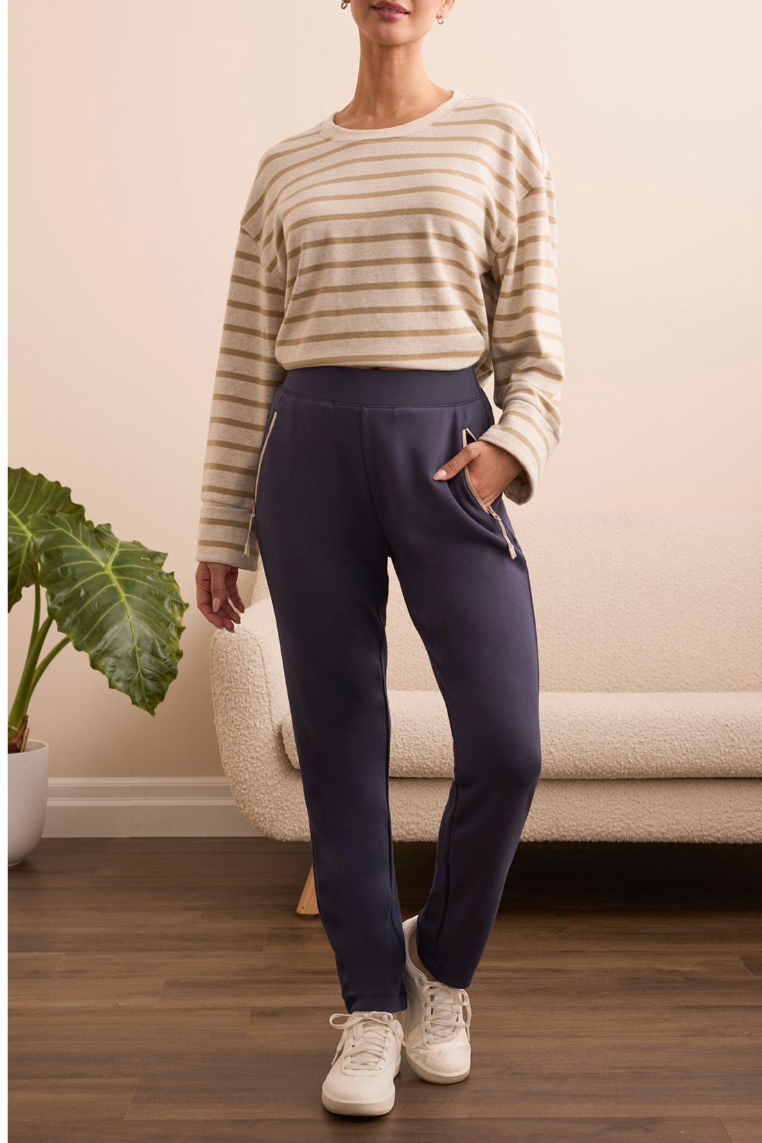 Tribal Techno Lux Contrast Trim Pull On Pant SAPPHIRE