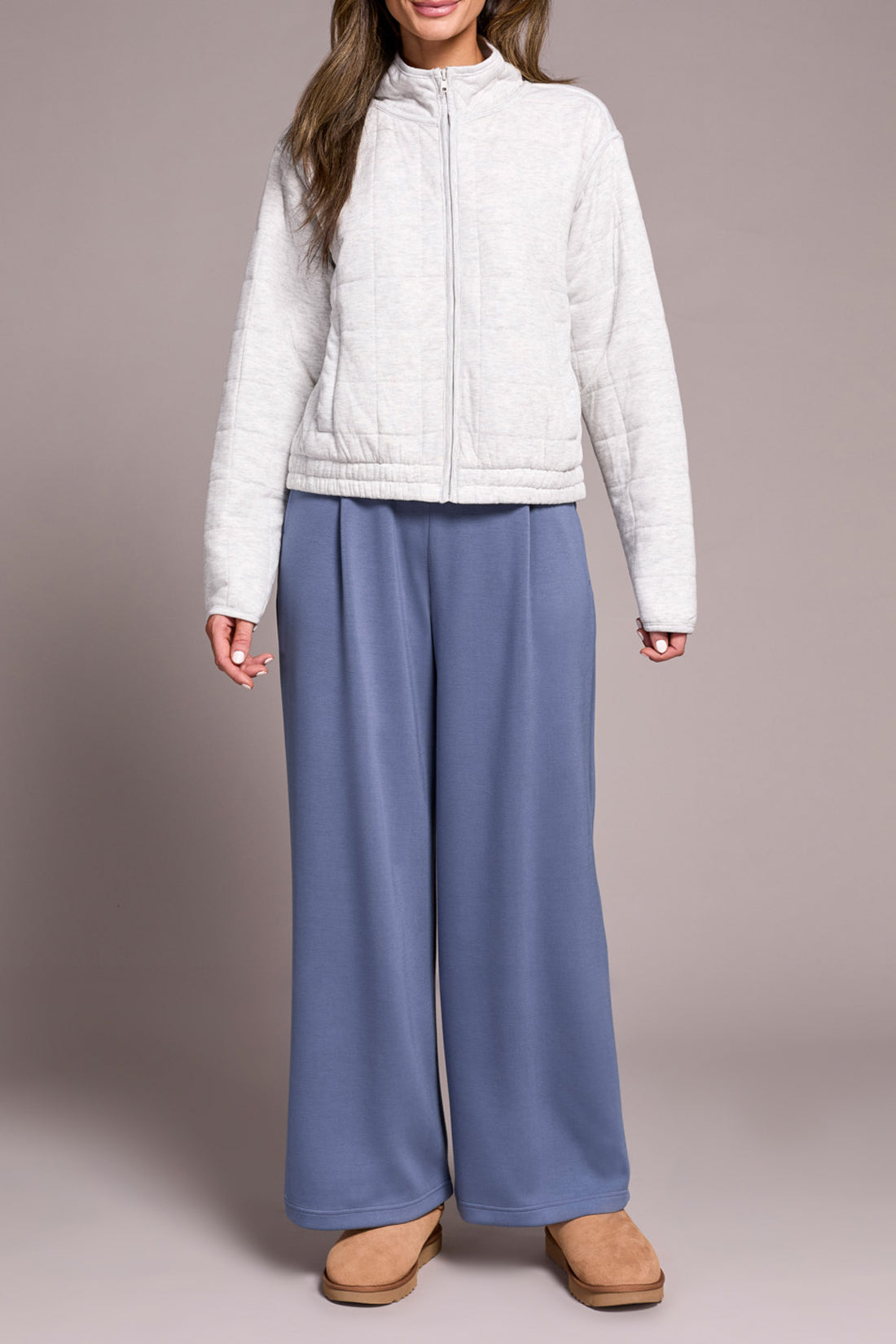 Tribal Quilted Zip Front Jacket FROSTGREY