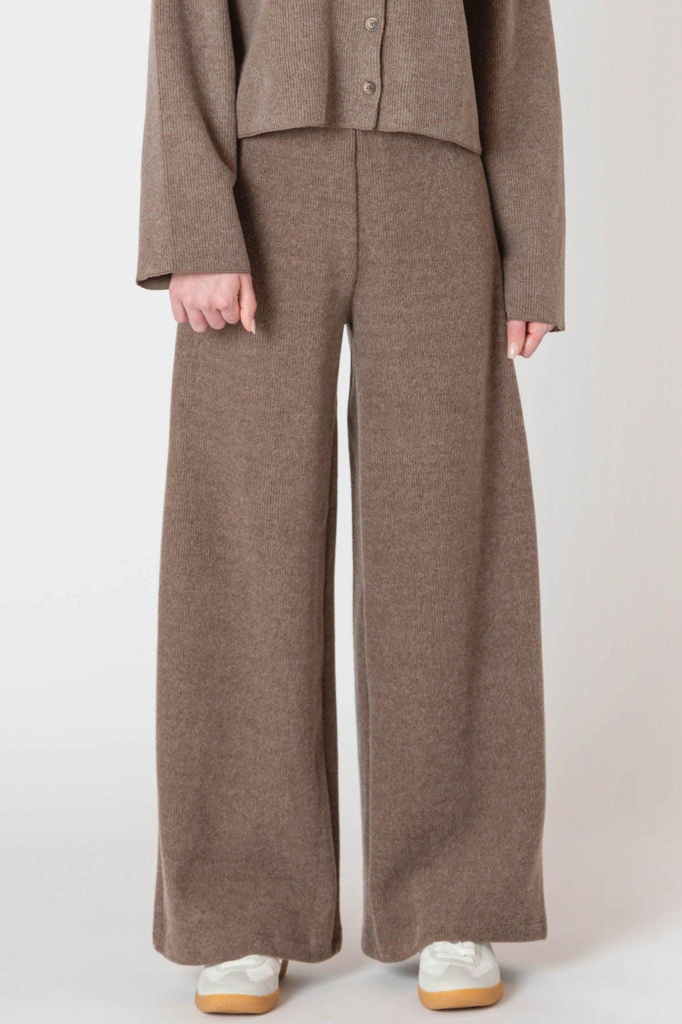 Room 34 Wide Leg Ribbed Pant MOCHA HEATH