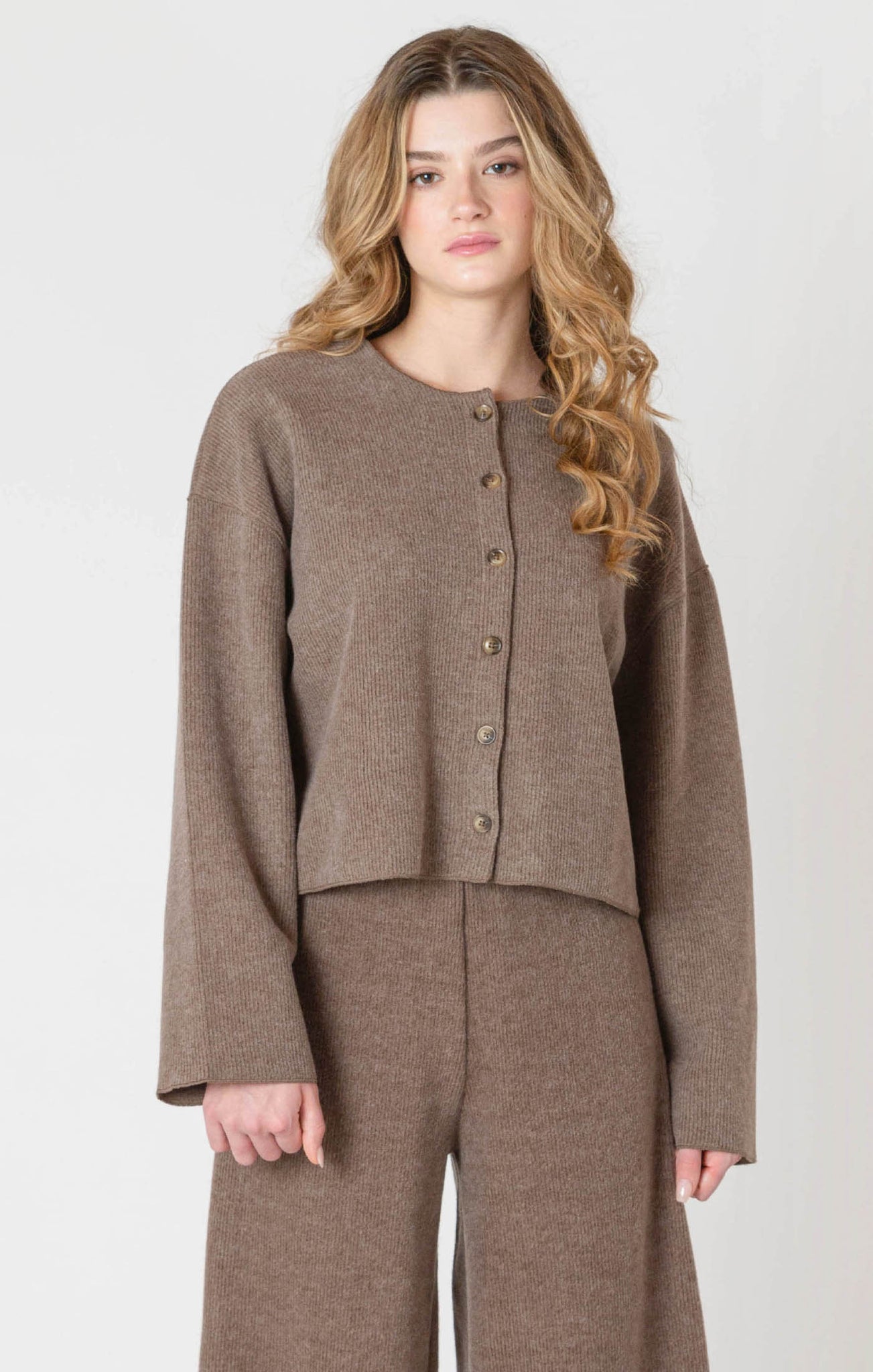 Room34 Ribbed Cardigan MOCHA HEATH