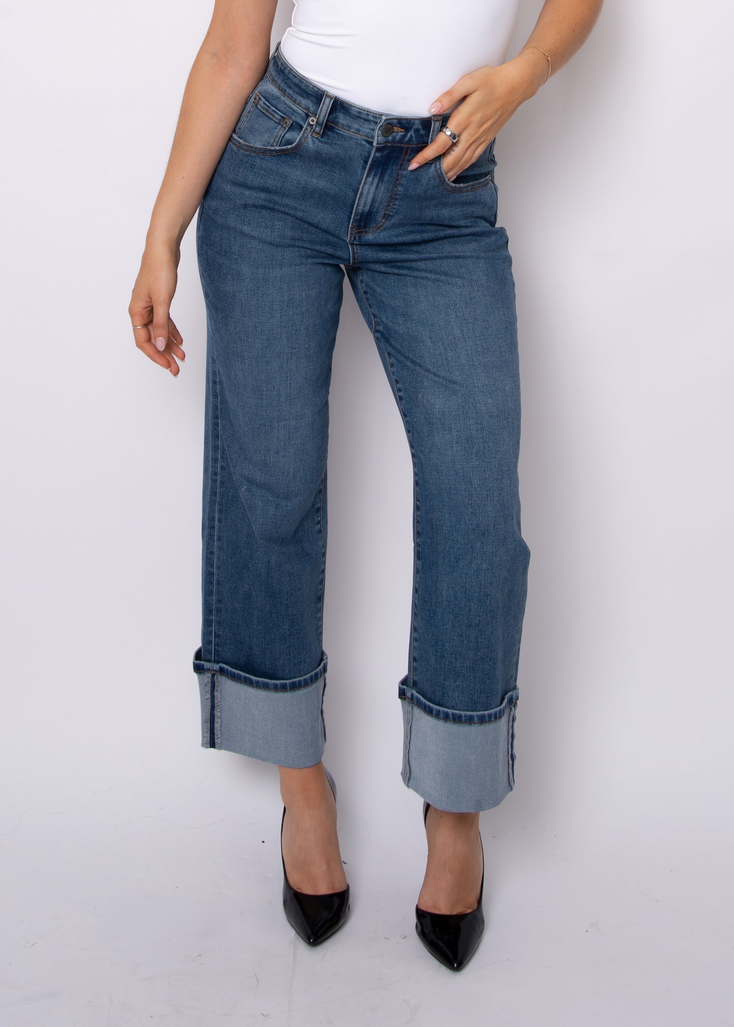 RD Style Carla Stretch Cuff Jeans DARK WASH